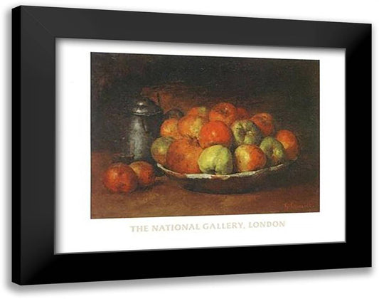 Still Life with Apples and a Pomegranate 36x28 Black Modern Wood Framed Art Print Poster by Courbet, Gustave