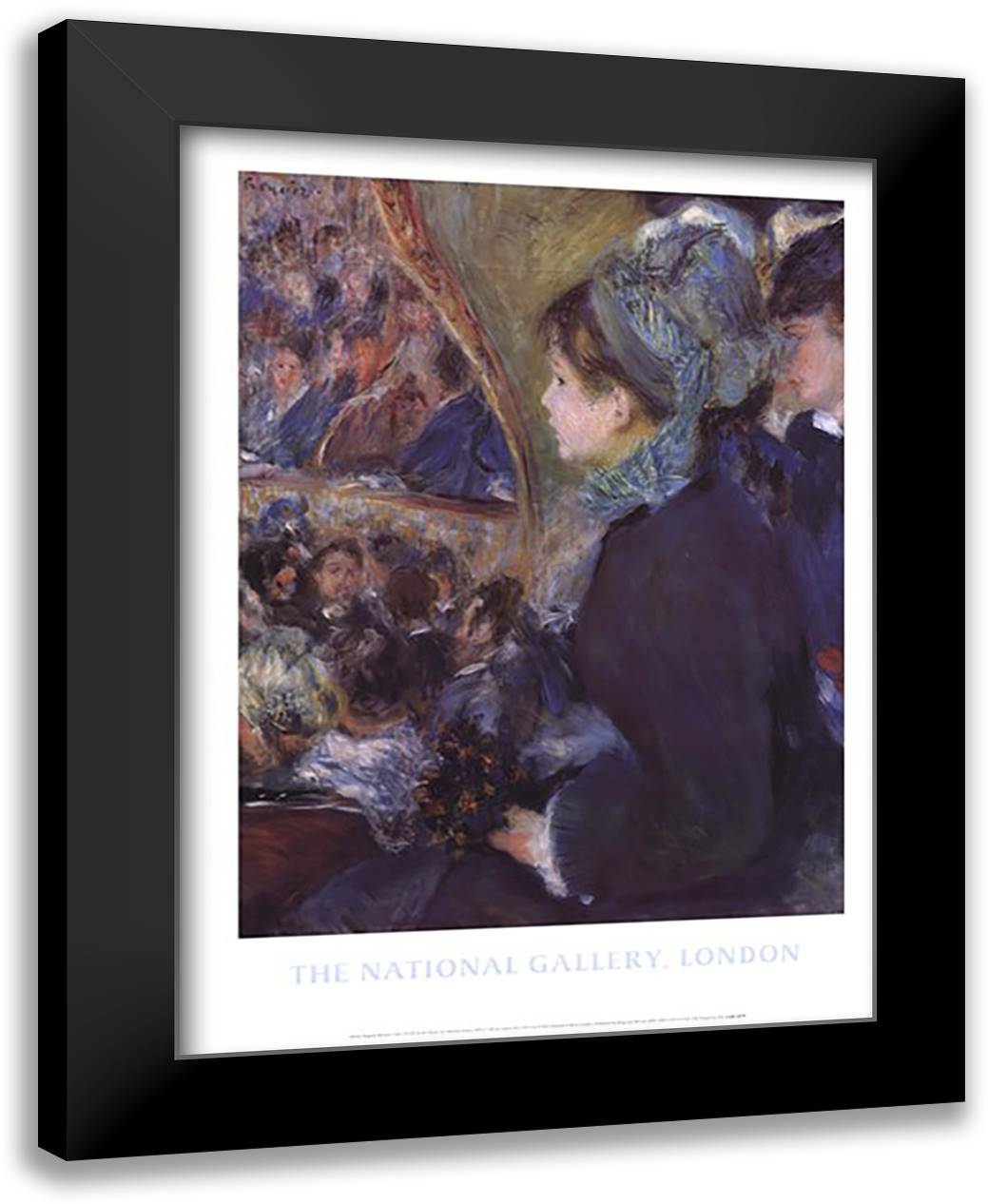 At the Theatre (La Premiere Sortie) 28x36 Black Modern Wood Framed Art Print Poster by Renoir, Pierre-Auguste