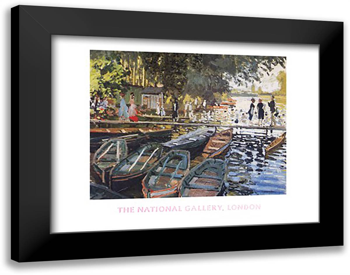 Bathers at La Grenouillere 36x28 Black Modern Wood Framed Art Print Poster by Monet, Claude