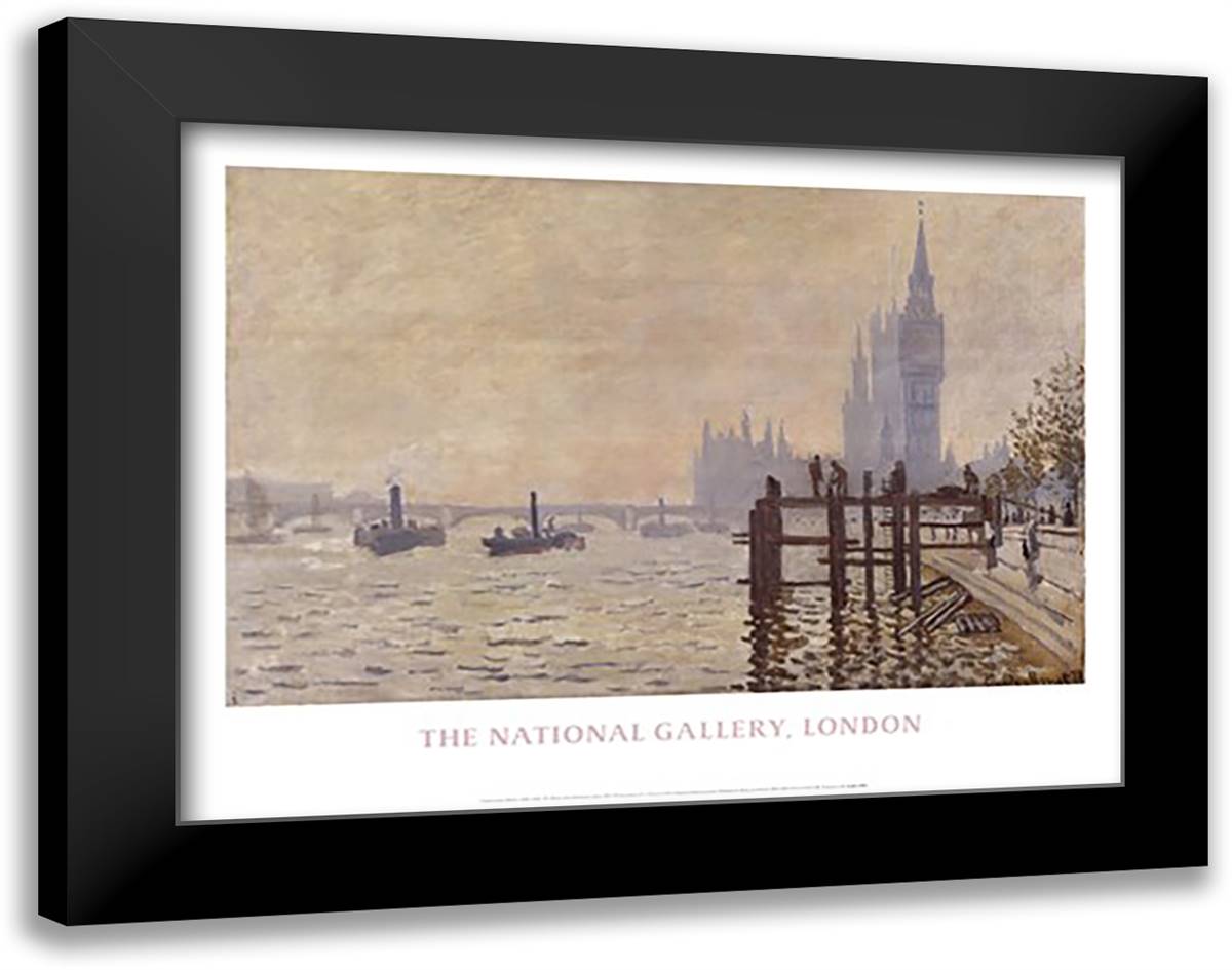 The Thames below Westminster 36x28 Black Modern Wood Framed Art Print Poster by Monet, Claude