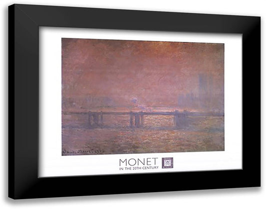 The Thames at Charing Cross 36x28 Black Modern Wood Framed Art Print Poster by Monet, Claude