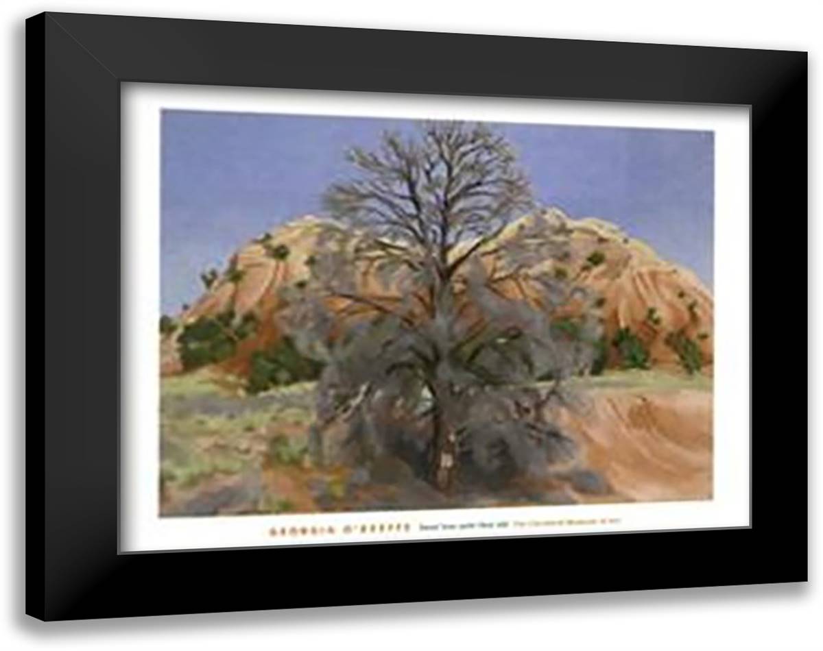 Dead Tree with Pink Hill 36x28 Black Modern Wood Framed Art Print Poster by O'Keeffe, Georgia