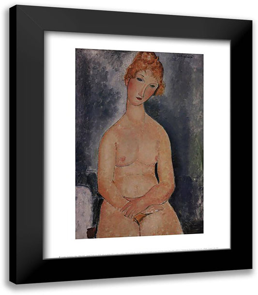 Seated Nude, ca. 1918 15x18 Black Modern Wood Framed Art Print Poster by Modigliani, Amedeo