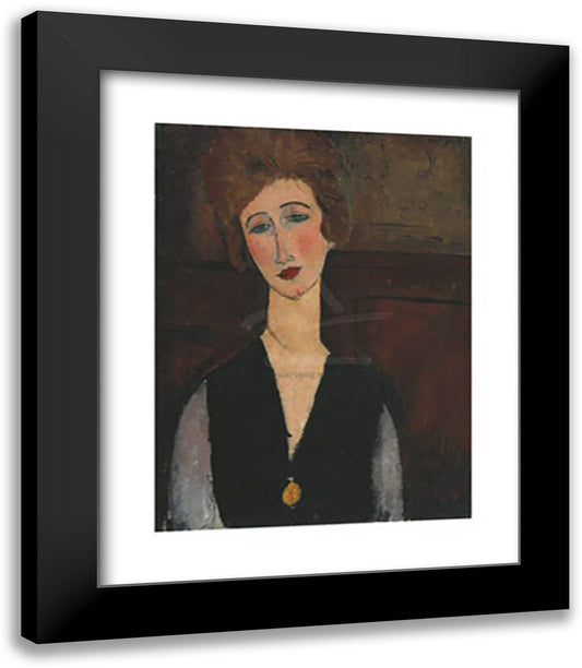 Portrait of a Woman, c.19171918 15x18 Black Modern Wood Framed Art Print Poster by Modigliani, Amedeo
