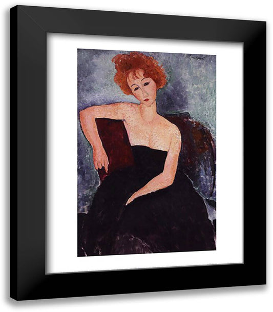 Red-Headed Woman 15x18 Black Modern Wood Framed Art Print Poster by Modigliani, Amedeo