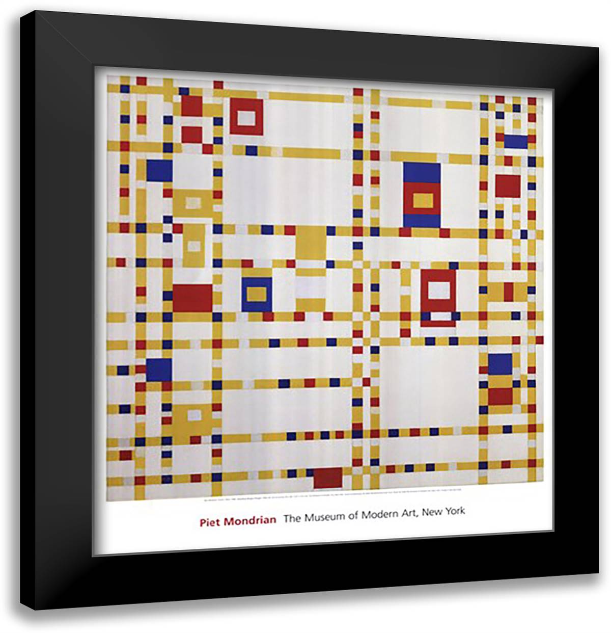 Broadway Boogie Woogie 28x30 Black Modern Wood Framed Art Print Poster by Mondrian, Piet