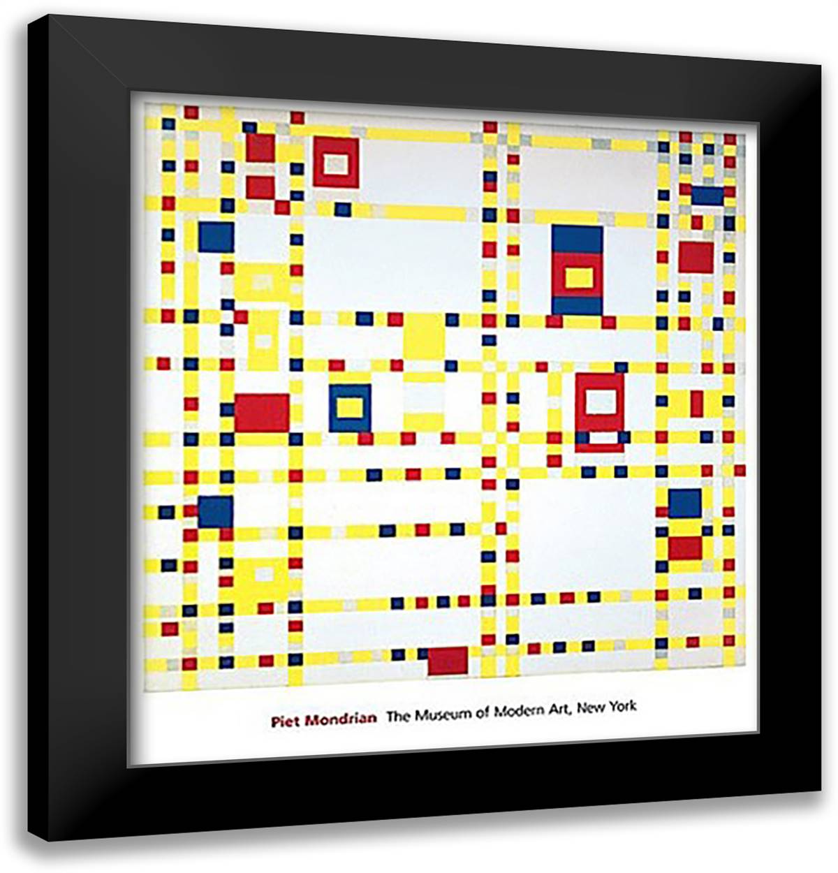 Broadway Boogie Woogie 15x18 Black Modern Wood Framed Art Print Poster by Mondrian, Piet