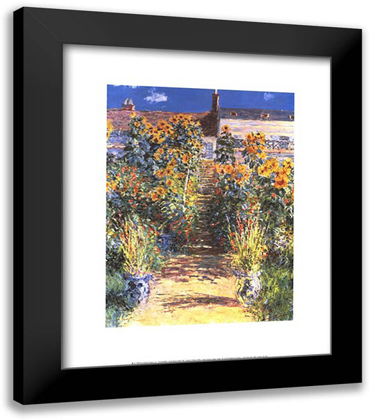 The Artist's Garden at Vetheuil 20x24 Black Modern Wood Framed Art Print Poster by Monet, Claude