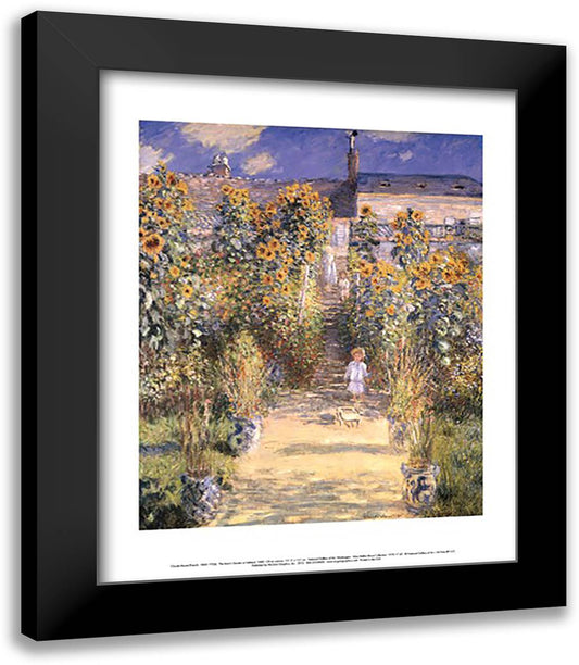 The Artist's Garden at Vetheuil with Boy, c.1880 15x18 Black Modern Wood Framed Art Print Poster by Monet, Claude