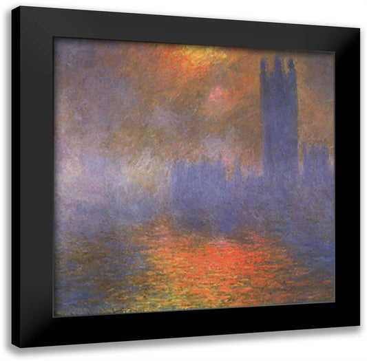 Houses of Parliament 16x16 Black Modern Wood Framed Art Print Poster by Monet, Claude