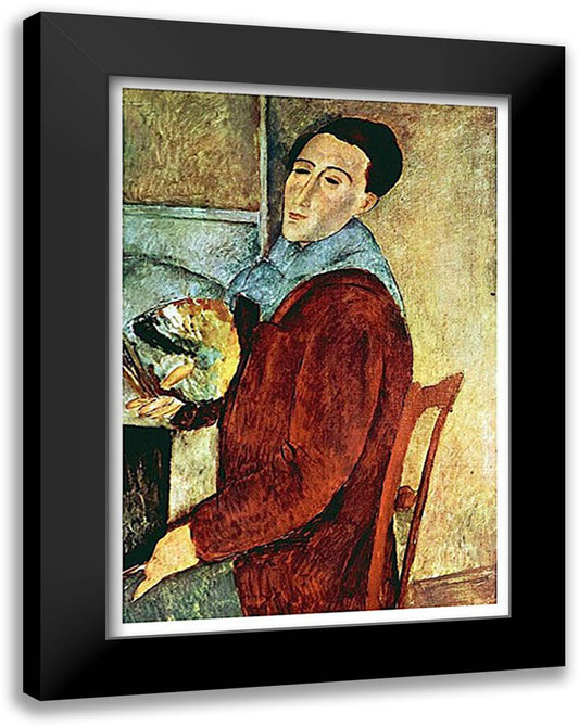 Self Portrait 17x23 Black Modern Wood Framed Art Print Poster by Modigliani, Amedeo