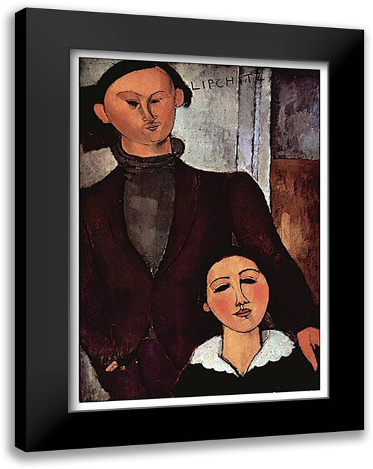Portrait of Jacques & Berthe Lipchitz 17x23 Black Modern Wood Framed Art Print Poster by Modigliani, Amedeo