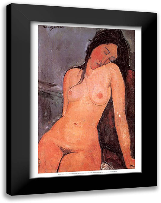 Seated Nude, ca. 1917 17x23 Black Modern Wood Framed Art Print Poster by Modigliani, Amedeo