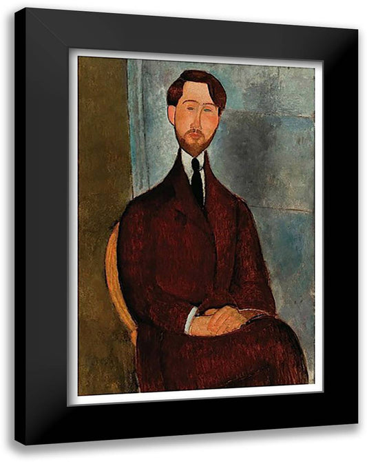 Portrait of Leopold Zborowski 17x23 Black Modern Wood Framed Art Print Poster by Modigliani, Amedeo