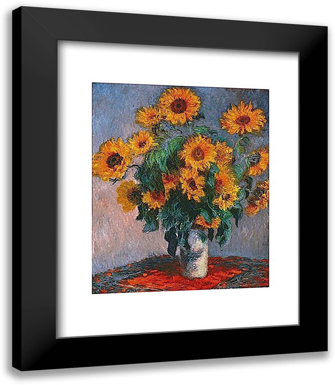 Vase of Sunflowers 15x18 Black Modern Wood Framed Art Print Poster by Monet, Claude