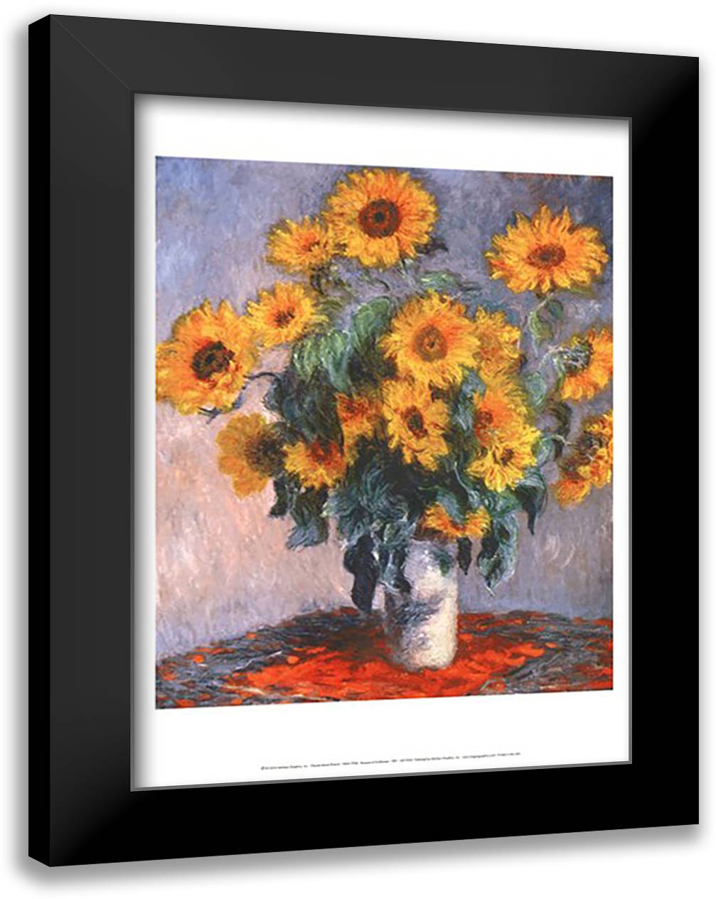 Vase of Sunflowers 17x23 Black Modern Wood Framed Art Print Poster by Monet, Claude