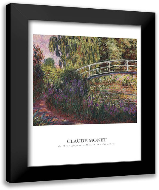 Le pont japonais - bassin aux nympheas 28x36 Black Modern Wood Framed Art Print Poster by Monet, Claude