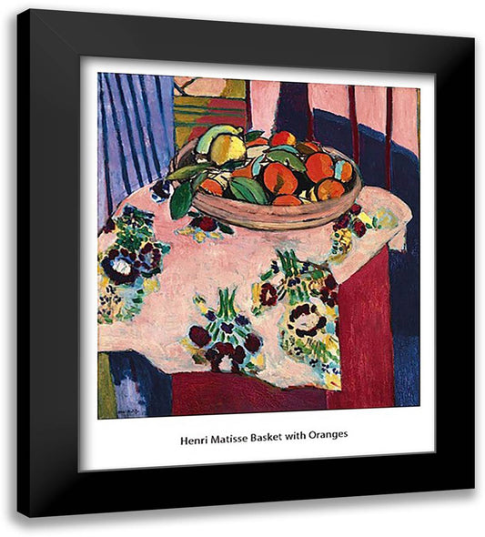 Basket with Oranges 24x28 Black Modern Wood Framed Art Print Poster by Matisse, Henri