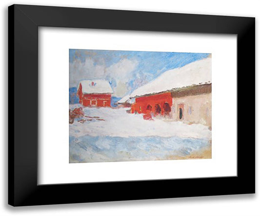 Les maisons rouges a Bjoernegaard, Norvege, 1895 18x15 Black Modern Wood Framed Art Print Poster by Monet, Claude