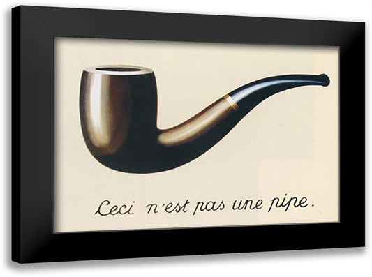 La Trahison des Images 32x24 Black Modern Wood Framed Art Print Poster by Magritte, Rene