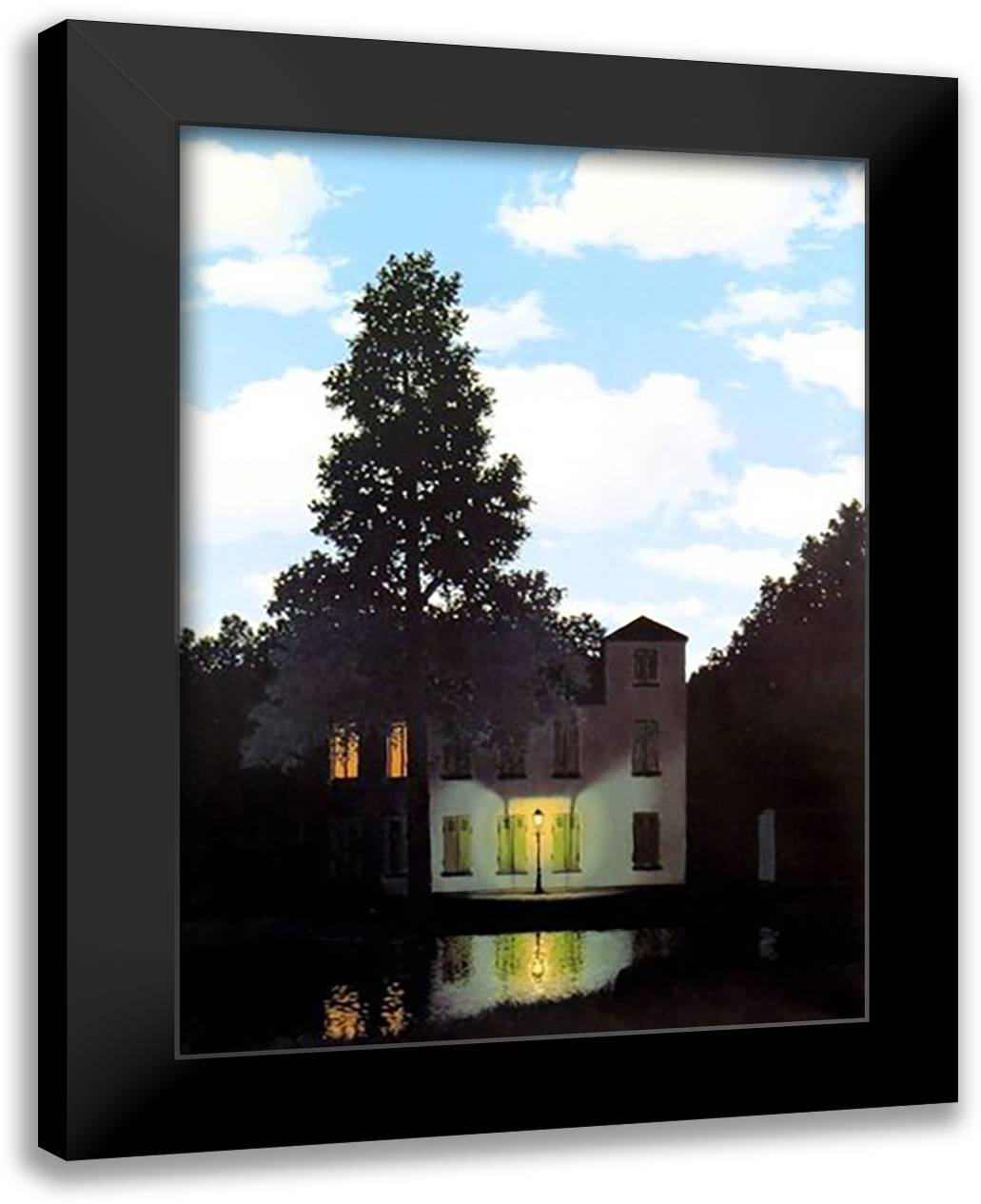 L'Empire des Lumieres, 1954 28x40 Black Modern Wood Framed Art Print Poster by Magritte, Rene