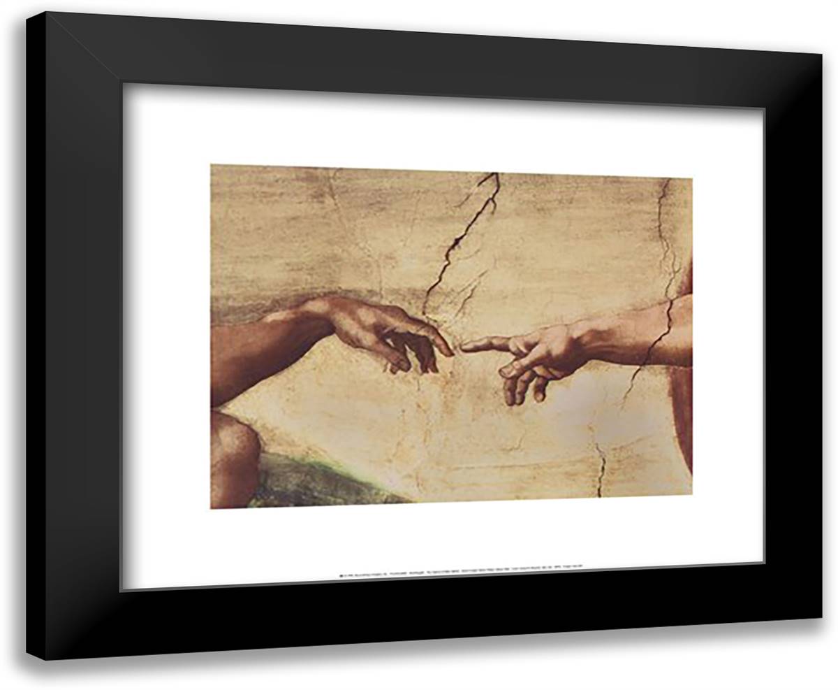 The Creation of Adam (detail) 24x20 Black Modern Wood Framed Art Print Poster by Michelangelo