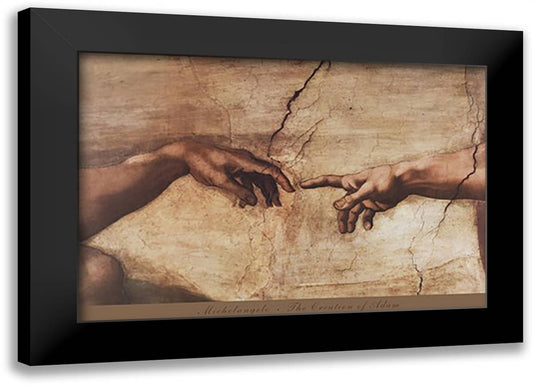 The Creation of Adam (detail) 40x28 Black Modern Wood Framed Art Print Poster by Michelangelo