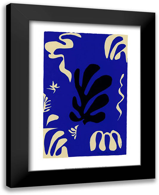 Composition fond bleu (serigraph) 24x32 Black Modern Wood Framed Art Print Poster by Matisse, Henri