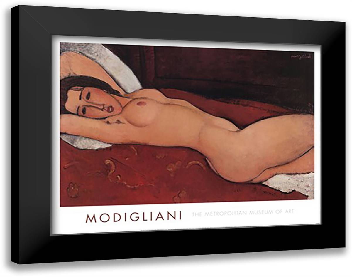 Reclining Nude 40x28 Black Modern Wood Framed Art Print Poster by Modigliani, Amedeo