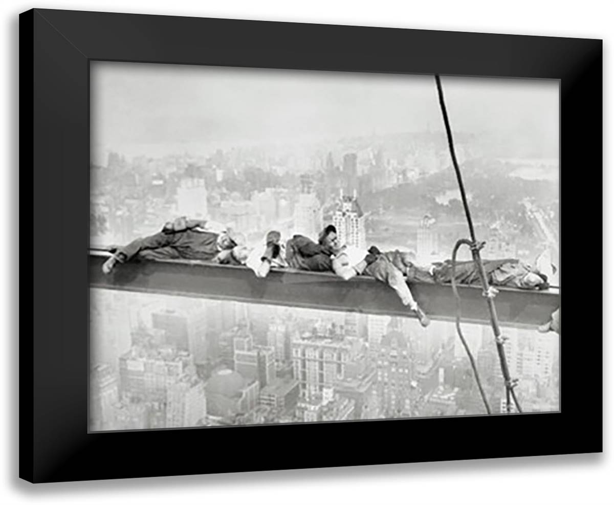 Rockefeller Center, 1932 (Resting on a Girder) 24x20 Black Modern Wood Framed Art Print Poster by Ebbets, Charles C.