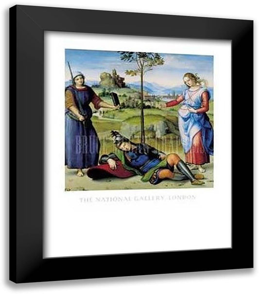 An Allegory ('Vision of a Knight') 20x24 Black Modern Wood Framed Art Print Poster by Raphael