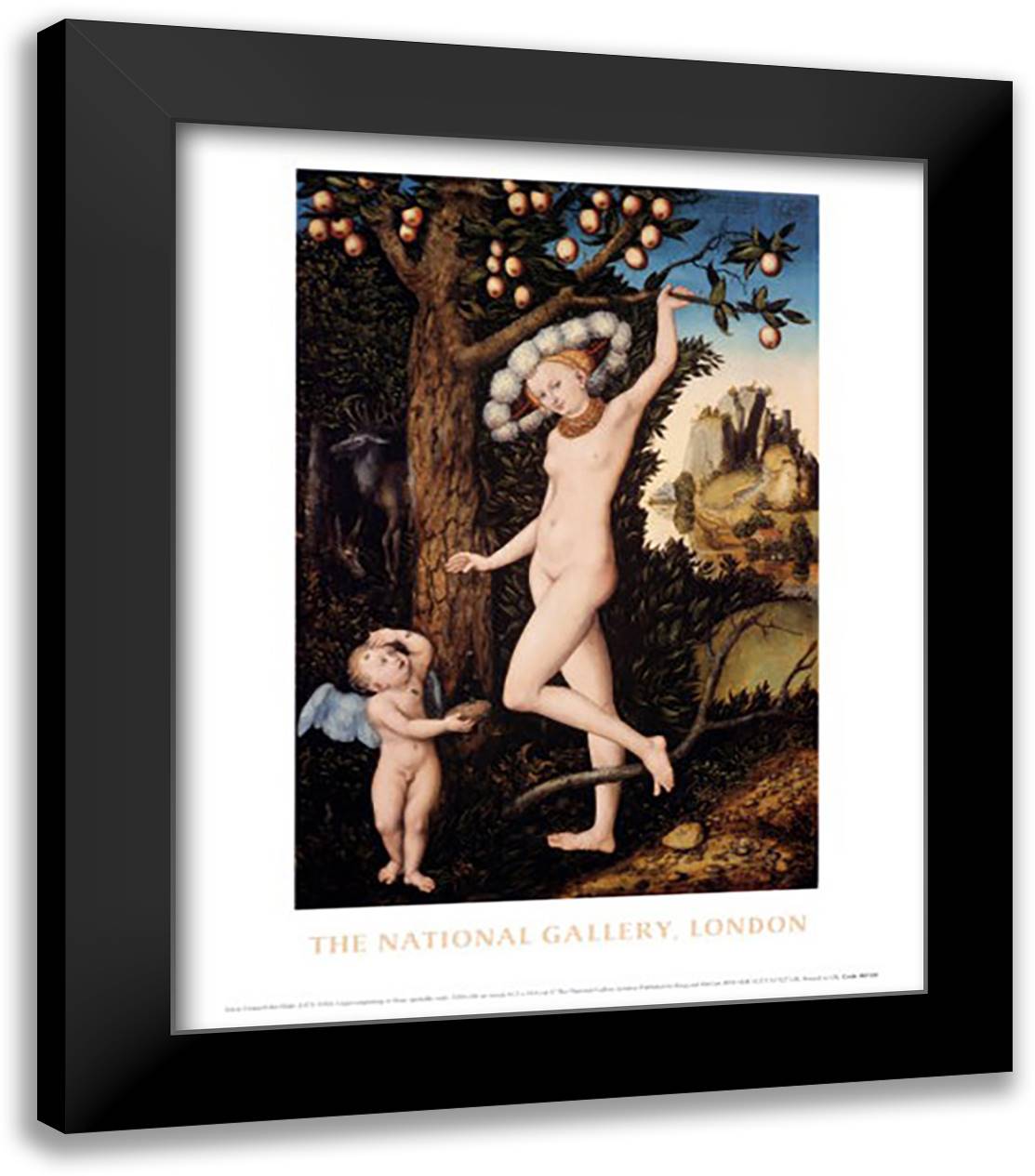Cupid complaining to Venus 20x24 Black Modern Wood Framed Art Print Poster by Cranach the Elder