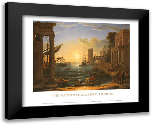 Seaport with Embarkation of the Queen of Sheba 24x20 Black Modern Wood Framed Art Print Poster by Lorrain, Claude