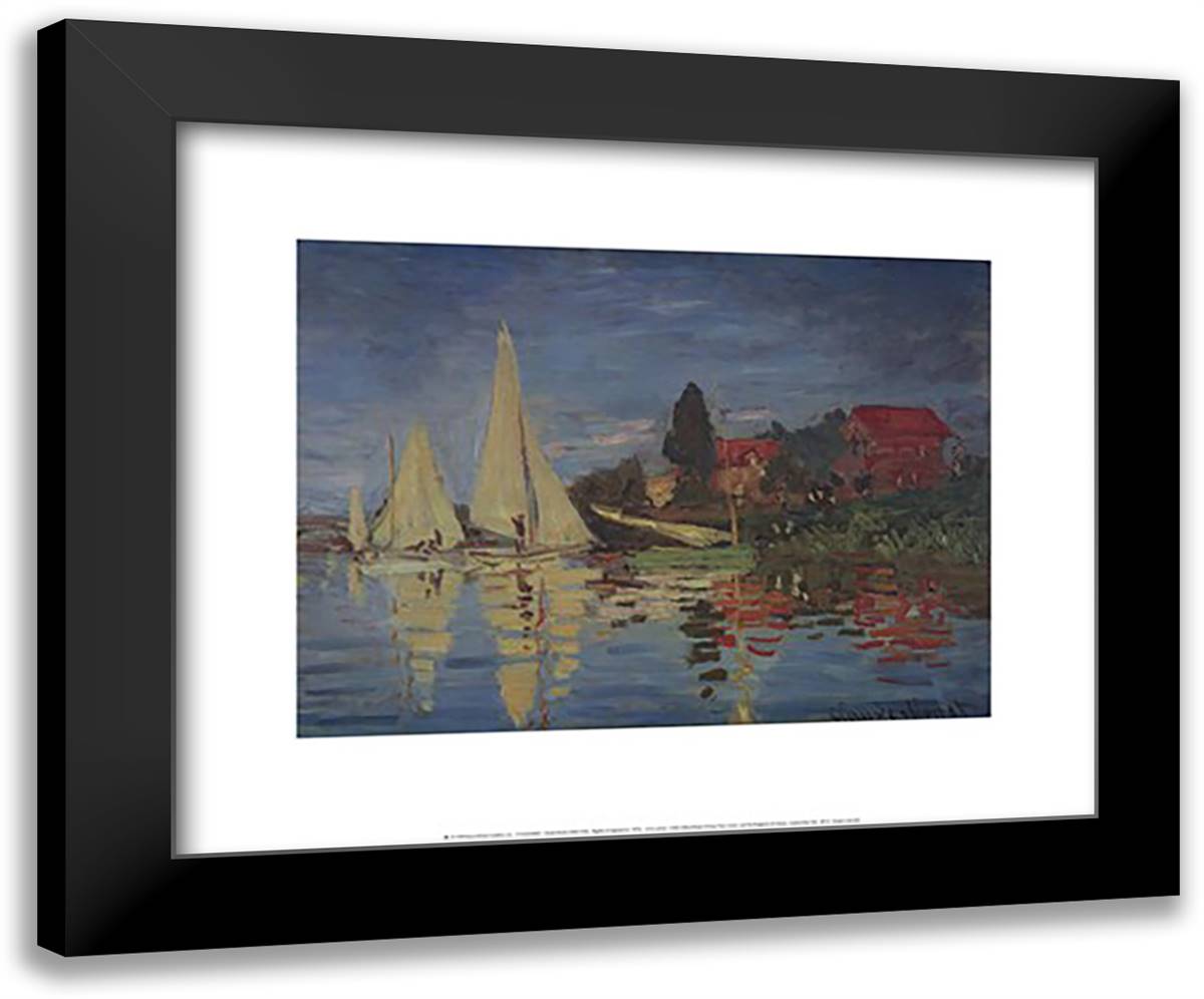 Regatta at Argenteuil 24x20 Black Modern Wood Framed Art Print Poster by Monet, Claude