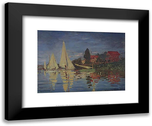 Regatta at Argenteuil 24x20 Black Modern Wood Framed Art Print Poster by Monet, Claude