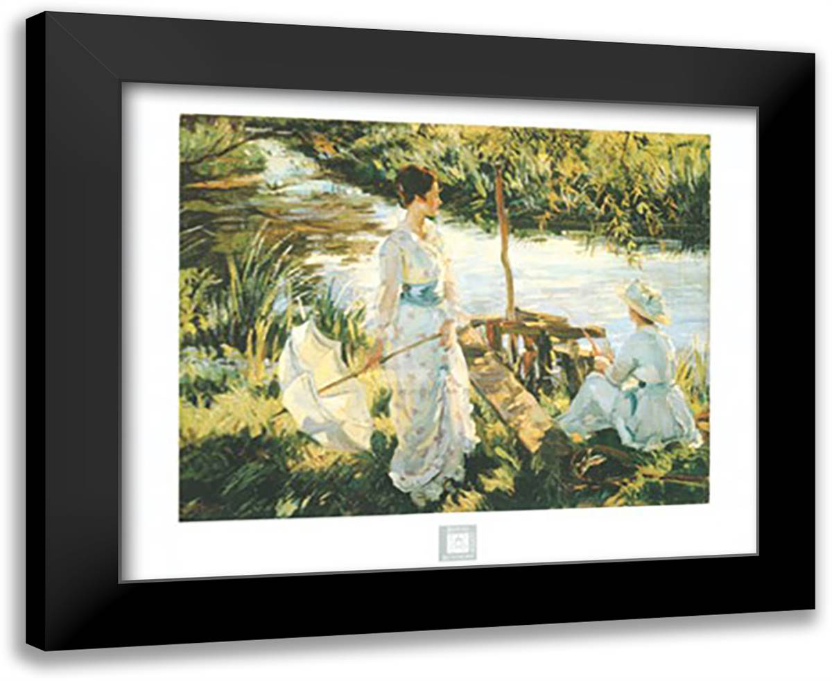 De Gleyn - Fishing Size 24x20 Black Modern Wood Framed Art Print Poster by De Gleyn
