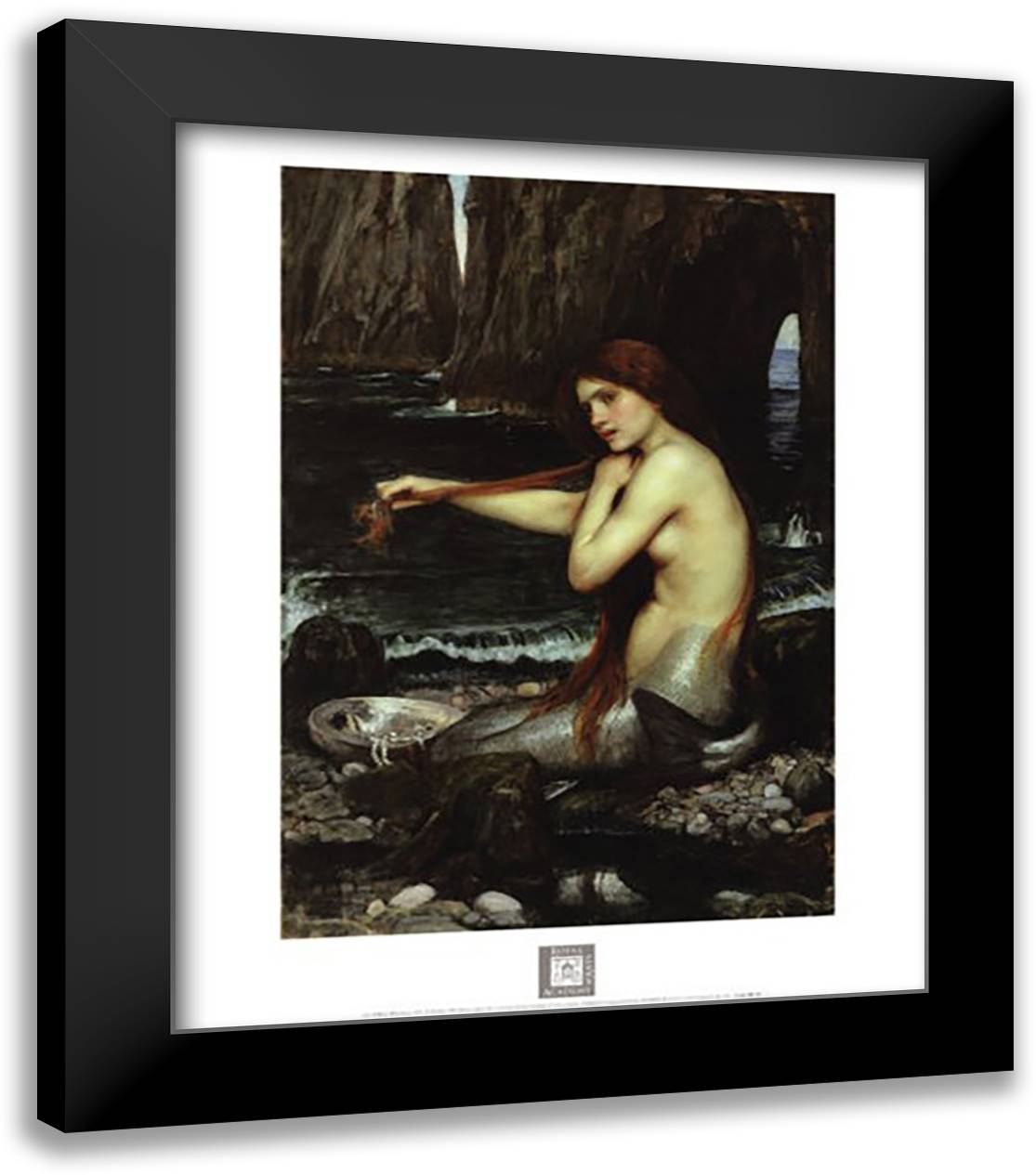 A Mermaid 20x24 Black Modern Wood Framed Art Print Poster by Waterhouse, John William
