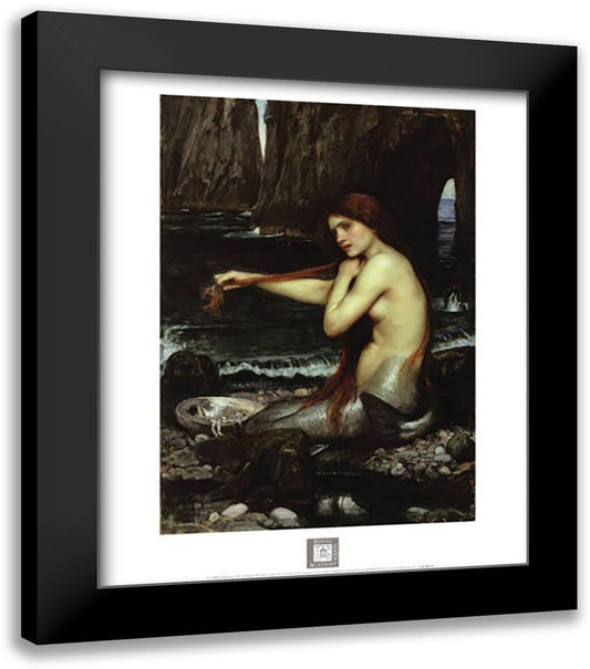 A Mermaid 20x24 Black Modern Wood Framed Art Print Poster by Waterhouse, John William