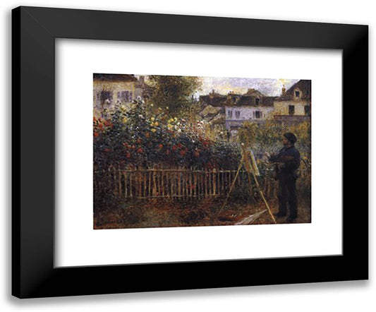 Monet Painting in his Garden at Argenteuil, c.1873 24x20 Black Modern Wood Framed Art Print Poster by Renoir, Pierre-Auguste