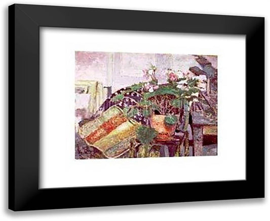 Le pot de fleurs 24x20 Black Modern Wood Framed Art Print Poster by Vuillard, Edouard