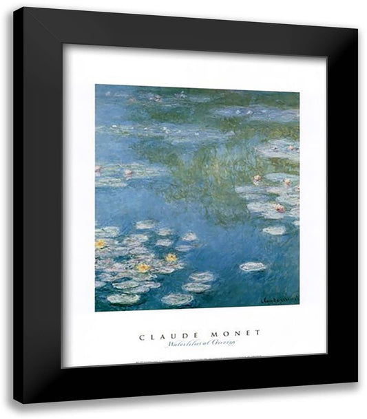 Waterlilies at Giverny, 1908 20x24 Black Modern Wood Framed Art Print Poster by Monet, Claude