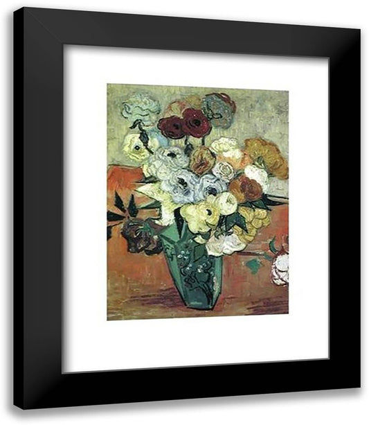 Still Life with Anemones 20x24 Black Modern Wood Framed Art Print Poster by Van Gogh, Vincent