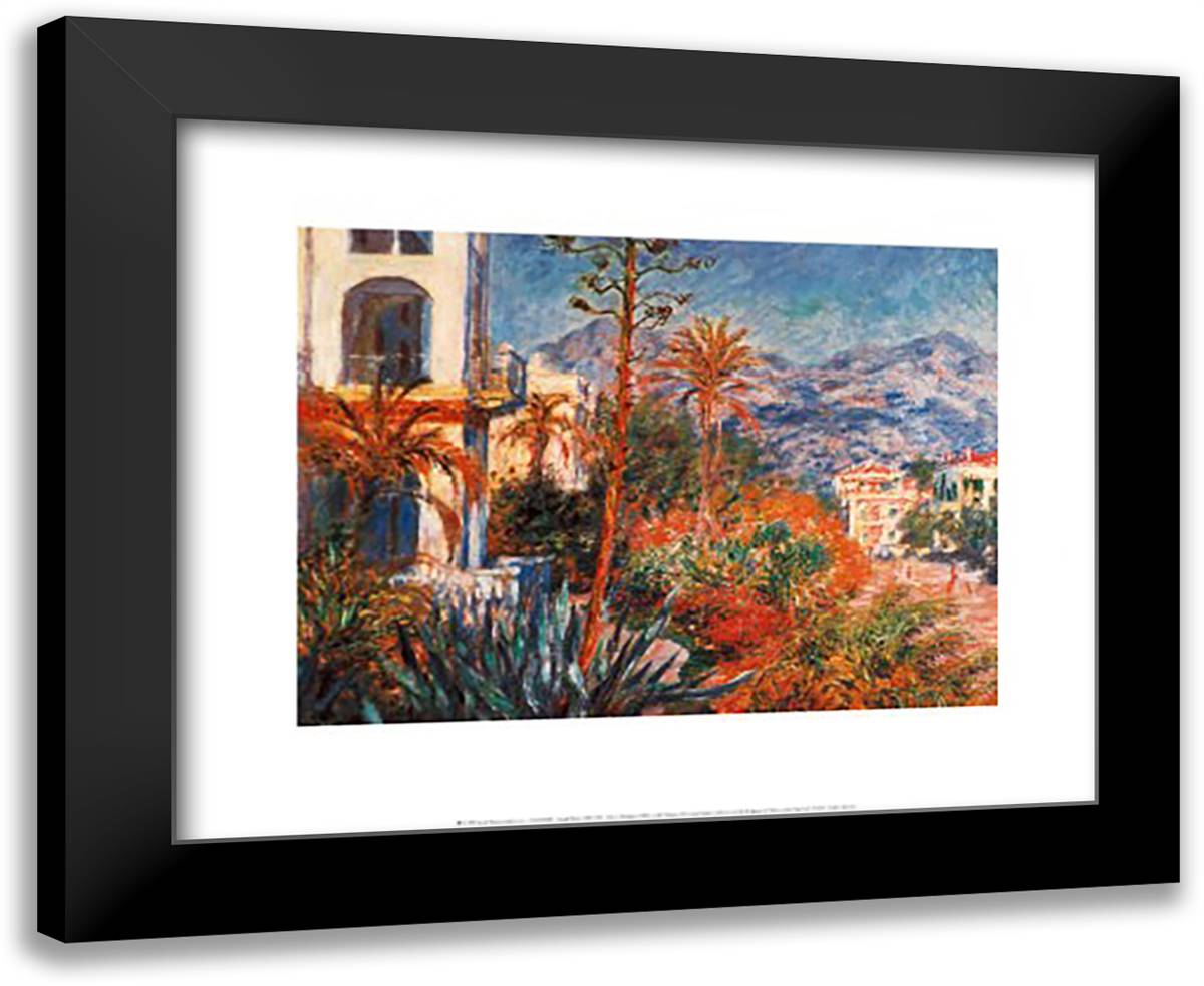 Village with Mountains & Agave Plant 24x20 Black Modern Wood Framed Art Print Poster by Monet, Claude