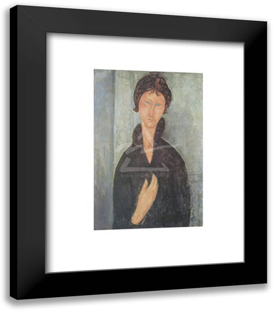 Woman with Blue Eyes 20x24 Black Modern Wood Framed Art Print Poster by Modigliani, Amedeo