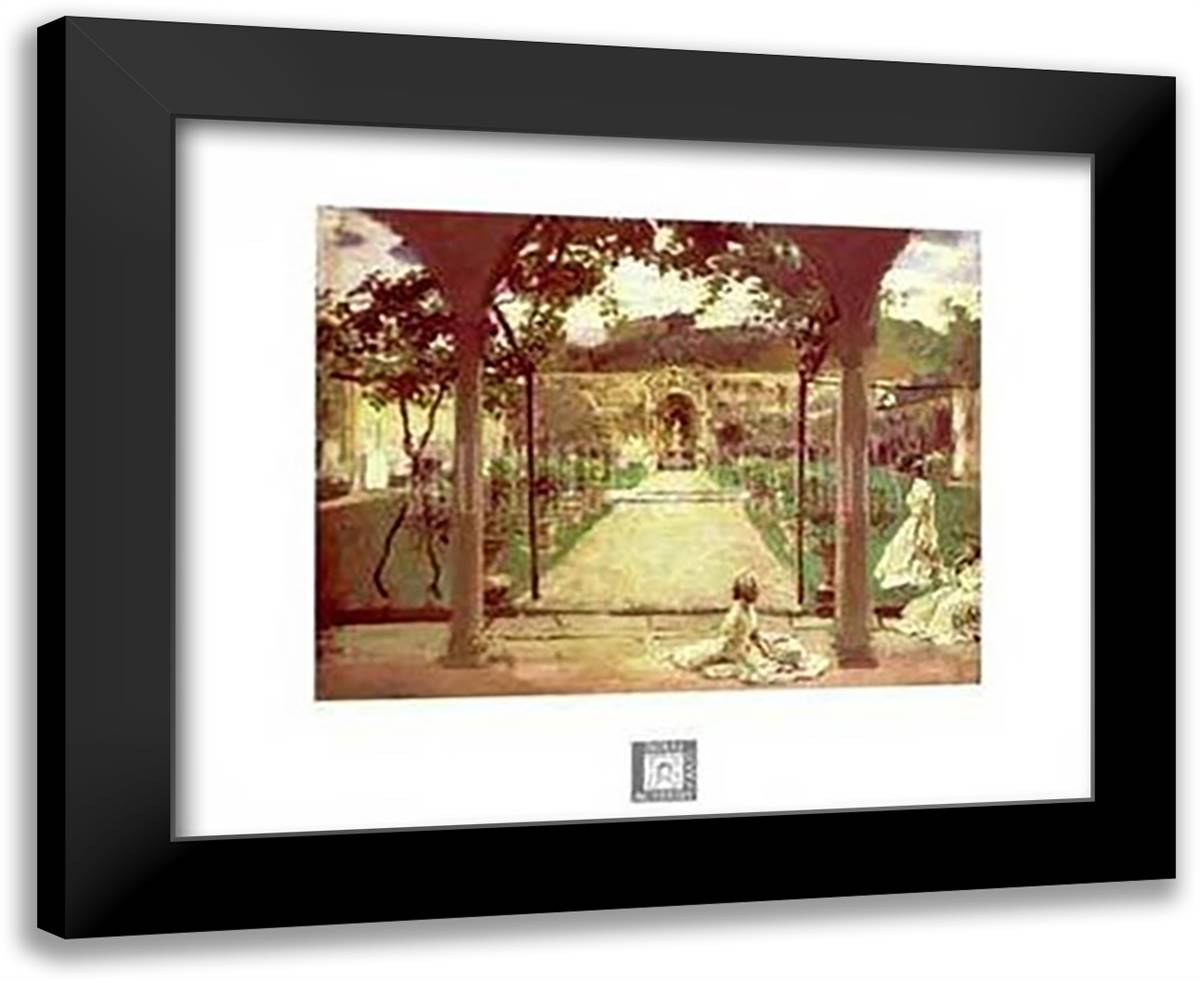 Scene in a Garden 24x20 Black Modern Wood Framed Art Print Poster by Sargent, John Singer