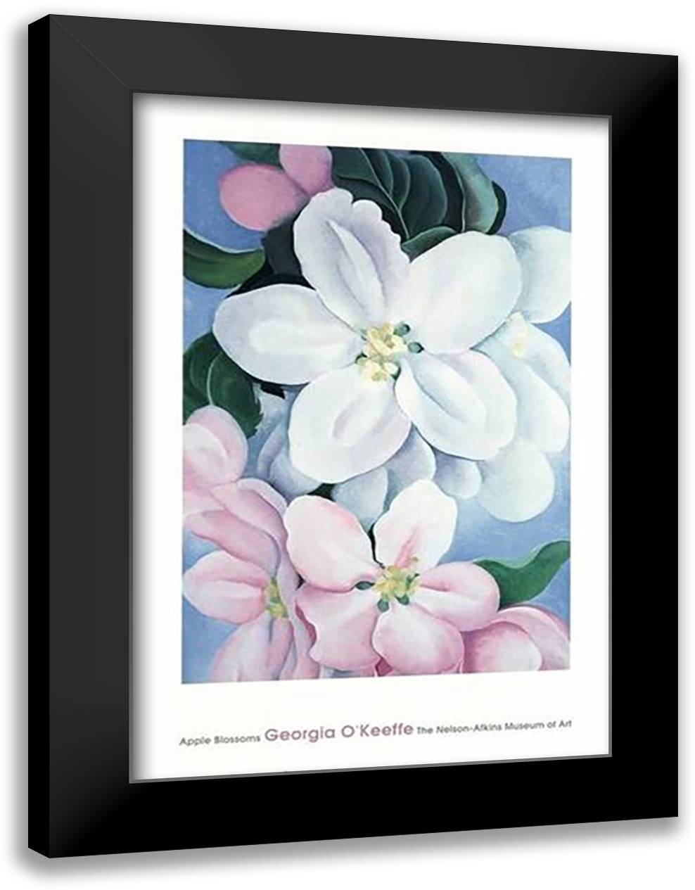 Apple Blossoms 28x40 Black Modern Wood Framed Art Print Poster by O'Keeffe, Georgia