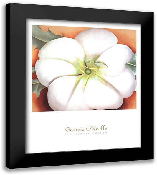 White Flower on Red Earth, No. 1 28x32 Black Modern Wood Framed Art Print Poster by O'Keeffe, Georgia