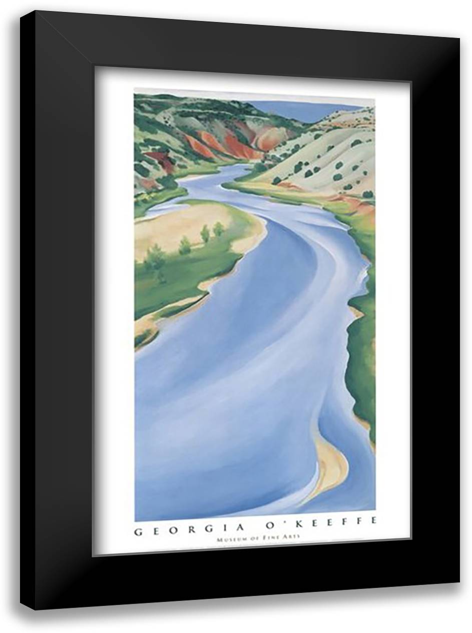 Blue River 24x40 Black Modern Wood Framed Art Print Poster by O'Keeffe, Georgia