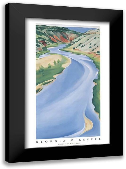 Blue River 24x40 Black Modern Wood Framed Art Print Poster by O'Keeffe, Georgia