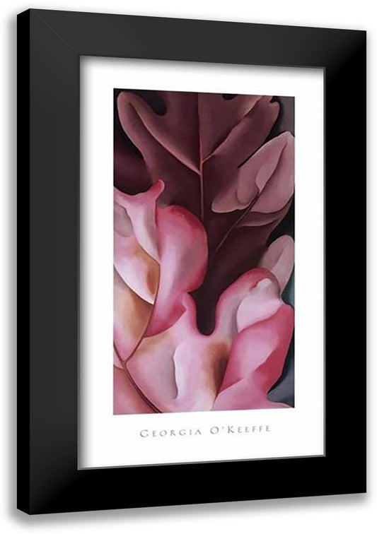 Oak Leaves, Pink and Gray, 1929 24x40 Black Modern Wood Framed Art Print Poster by O'Keeffe, Georgia